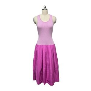Free People Drops of Venus Midi Dress Pink Ribbed Racerback Poplin Size Small
